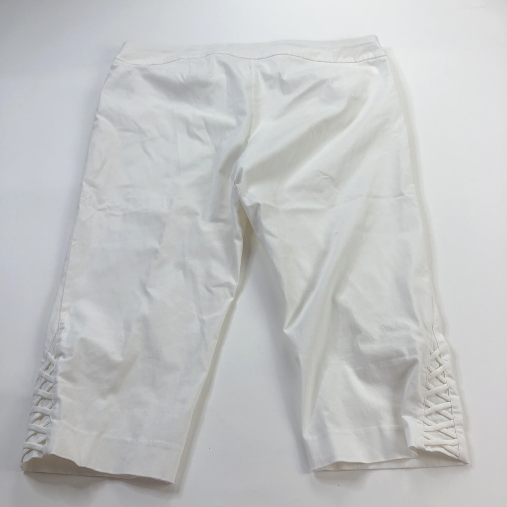 Chico's Perfect Stretch Pull On 4 (Fit 42W 20L) High Rise Capri Pant White STAIN